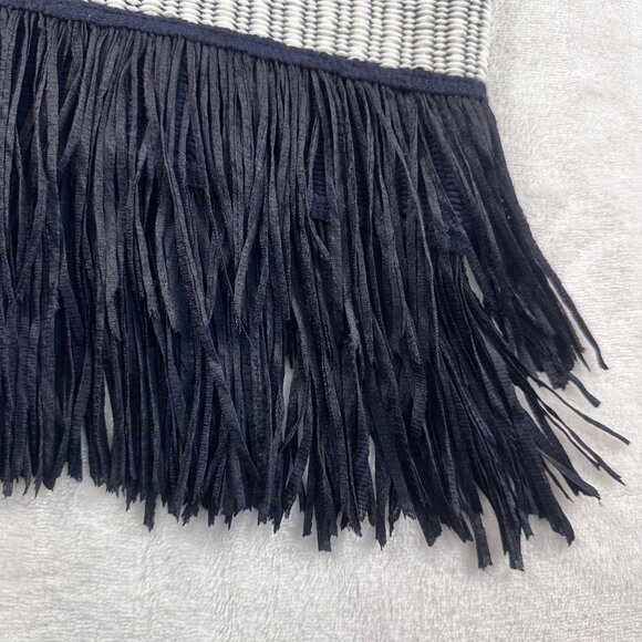 Club Monaco Navy & White Striped Knit Tank Top Fringe Sz XS Gold Buttons Trendy - Picture 13 of 14